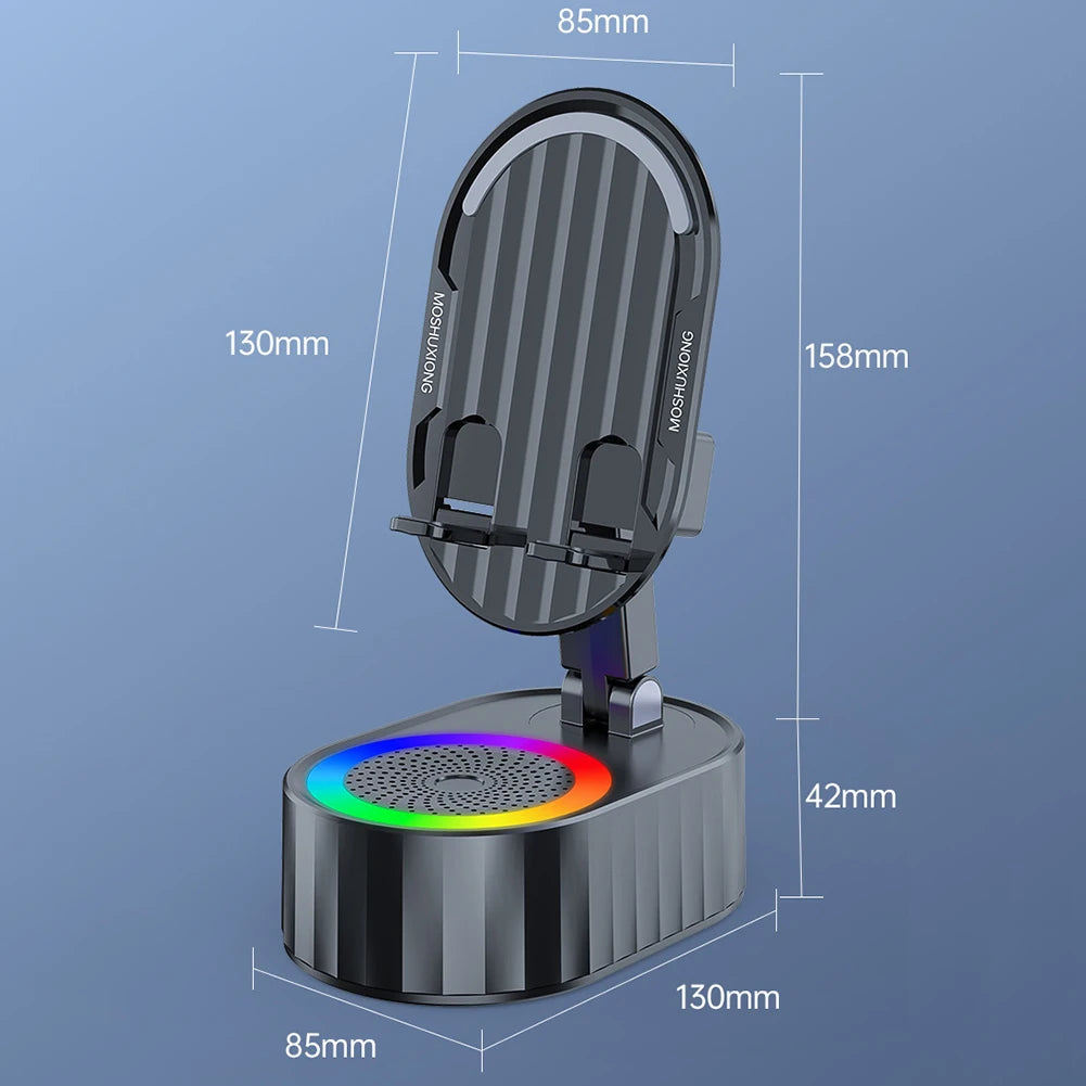 Cellphone Stand with Powerbank Phone Charger Speaker 360 Degree Rotating Induction Phone Bracket Multi-Function for Desk Bedroom