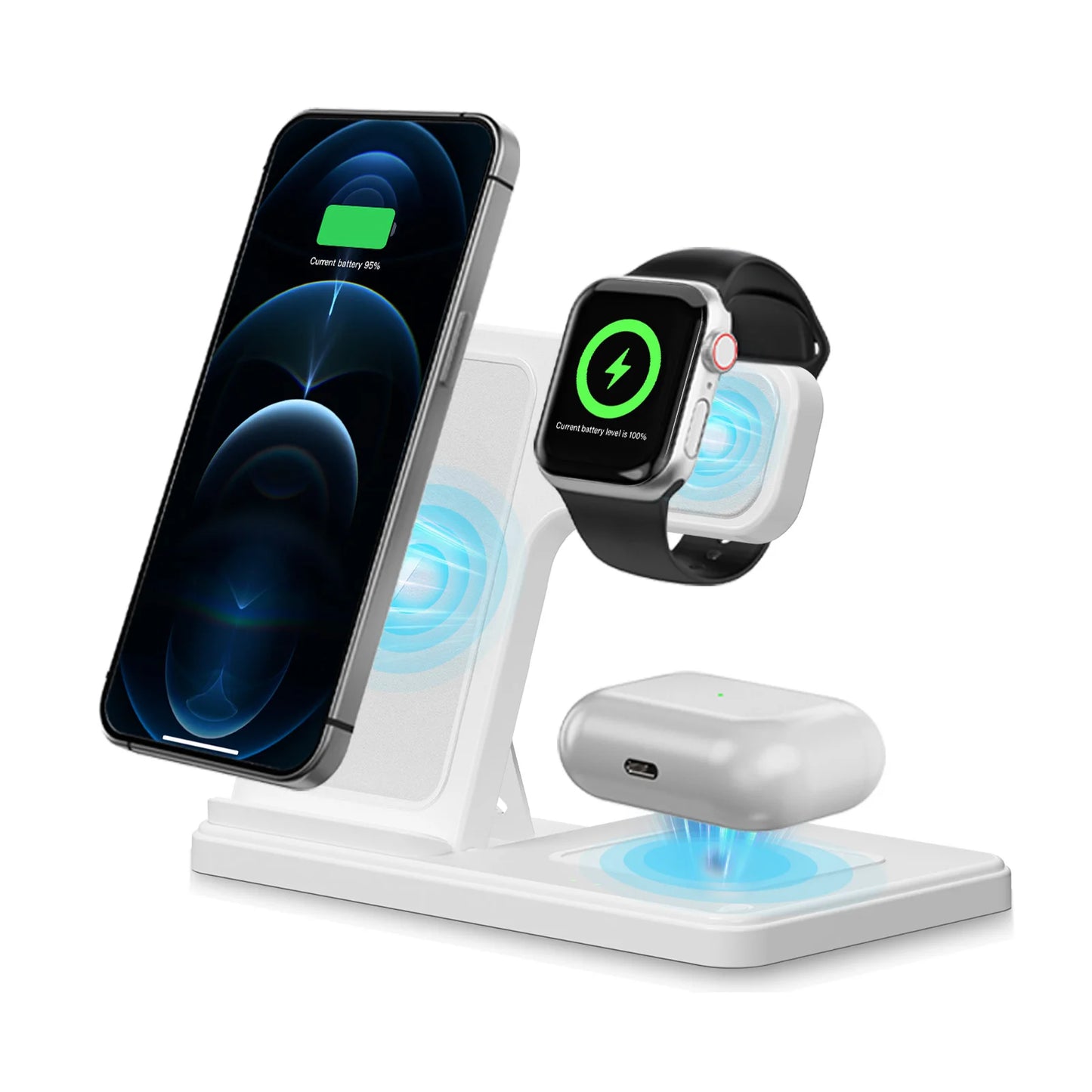 3-in-1 kabellose Ladestation, magnetisch, schnellladend, 18 W, faltbar, für iPhone 16 15 14 13 12 Pro/Pro Max/Plus/Watch & AirPods