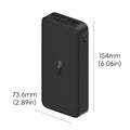 Xiaomi 20000mAh Redmi 18W Fast Charge Power Bank Black, High Capacity of 20000mAh, Two-way 18W Fast Charge, Low-current Charging