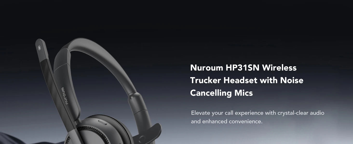 Nuroum HP31SN Wireless Headset with Noise Cancelling Microphone Bluetooth 5.3 for Work Office Call Center, Mute Button Multi-Point Over Ear Headphones for PC Laptop Computer Teams Zoom, Darkgrey Earphones