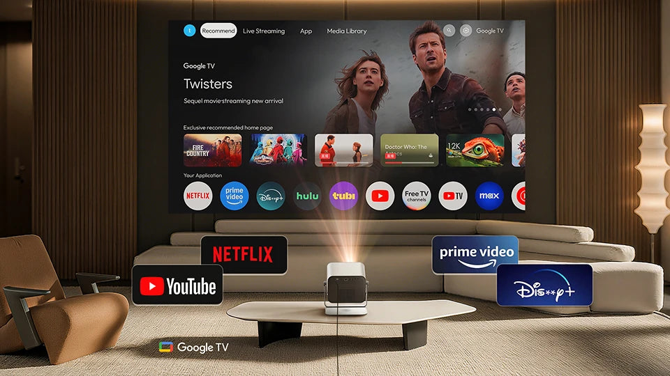 BYINTEK R90 Max Magic 4 Max Full HD 1080P Projector 4K Google TV 11.0  DLP 2200 ANSI Lumens 3D 4K Supported