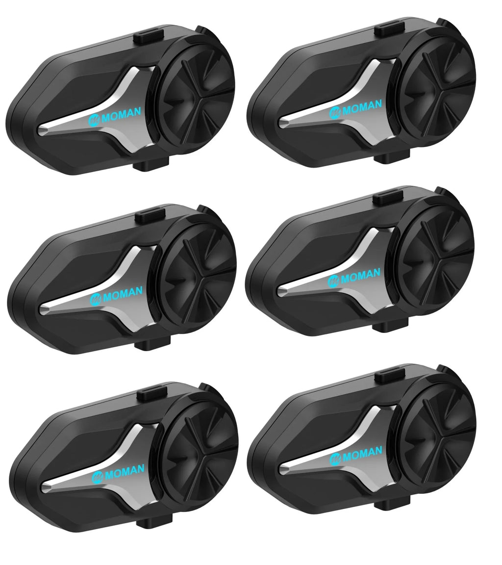 Moman Motorcycle Bluetooth Helmet Headset Intercom 1000mAh MOTO Communicator 2000m Interphone for 24 Riders IP65 Waterproof