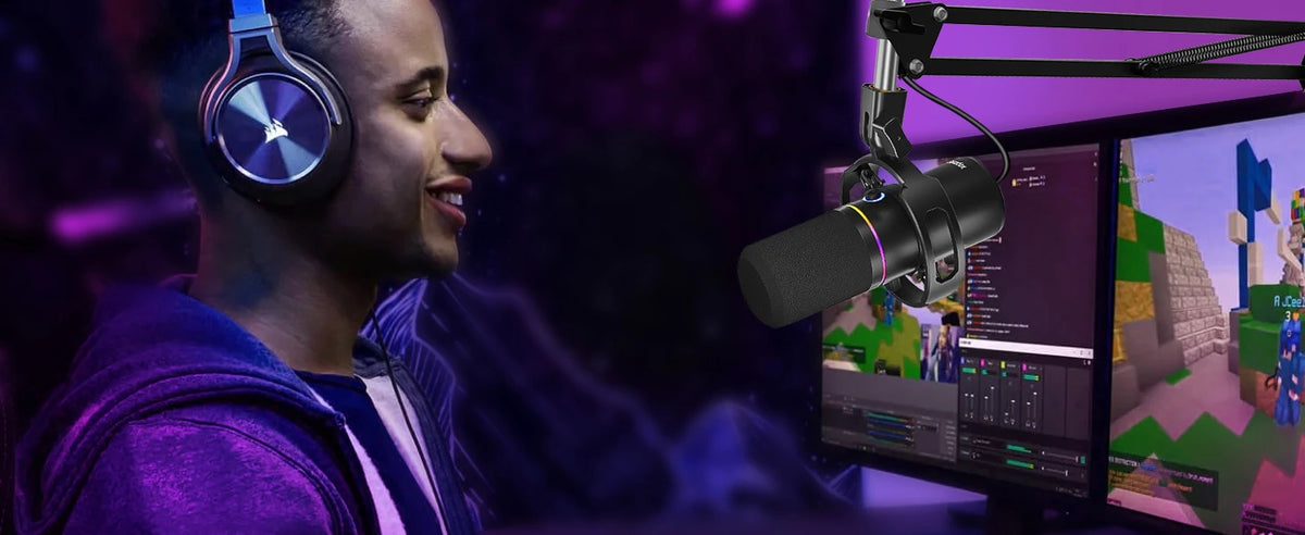 Dynamic Microphone Kit, RGB, Mute and Noise Cancelling Function, Volume