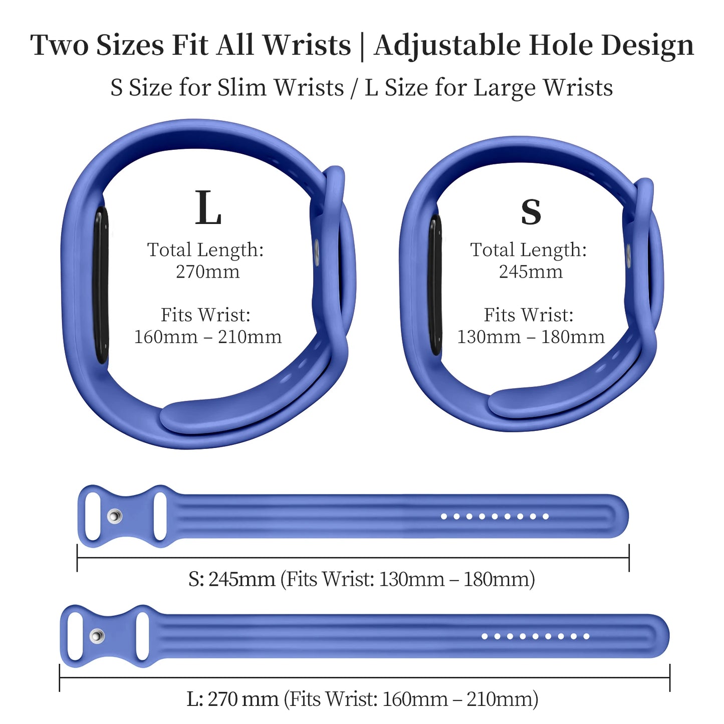2Packs Replacement Strap,ElasticSilicone Loop Watch Band,Men Women Sport Daily Wear