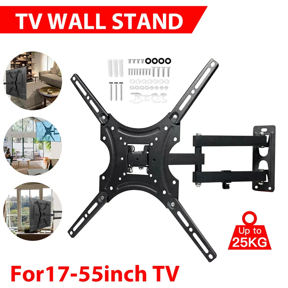Universal TV Monitor Wall Mount Bracket Articulating Arms Swivel Tilt Extension Rotation for Most 17-55 Inch Flat Curved TVs