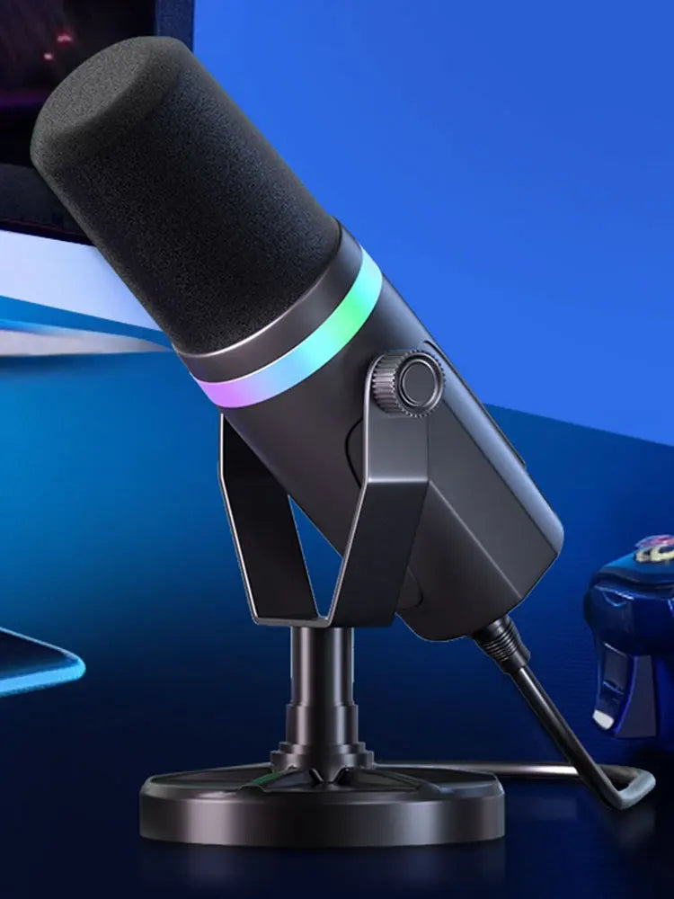 USB XLR Dynamic Gaming Microphone RGB Dynamic Computer Microphone PC Computer Gaming Mic for Streaming Recording
