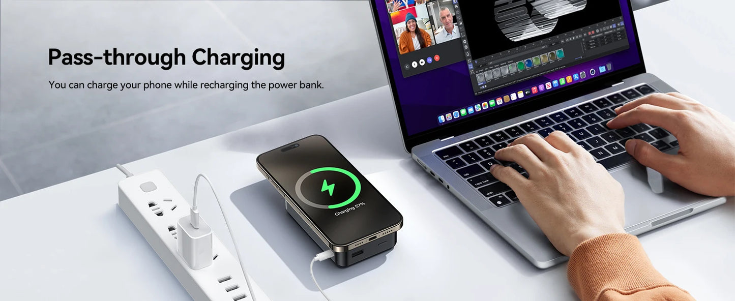 NEWDERY 20000mAh Magnetic Power Bank PD 20W Wireless Fast Charging for iPhone 15/14/13/12/Pro Max/Pro/Plus/Mini/ AirPods 3/2/Pro