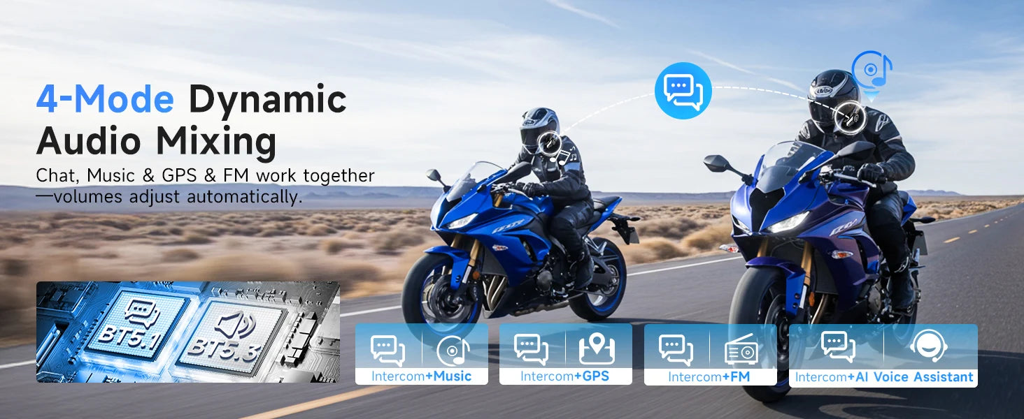 Moman Motorcycle Intercom System Helmet Headset Wireless Interphone H2S 1000M Wireless Music Sharing