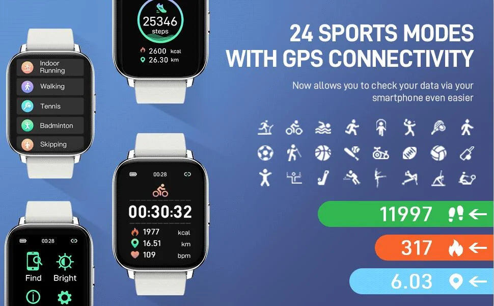 Jxrev Smart Watch, Fitness Tracker Watch for Men Women, 1.69'' Touch Smartwatch Fitness Watch with Ultra Thin Watch.
