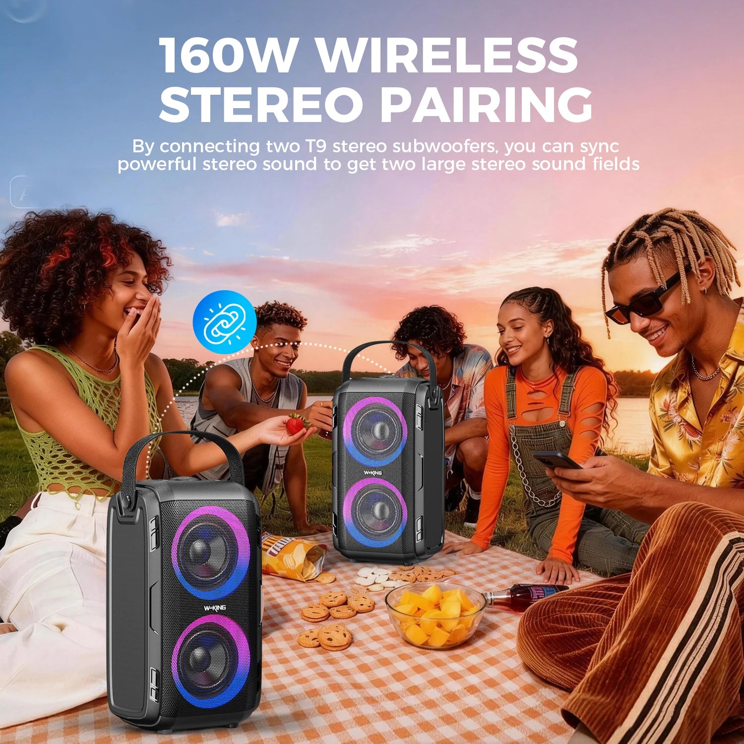 W-KING 180W Peak Party Large Bluetooth Speaker Bigest Boom Box Portable Wireless Removable Battery With Subwoofer USB Playback