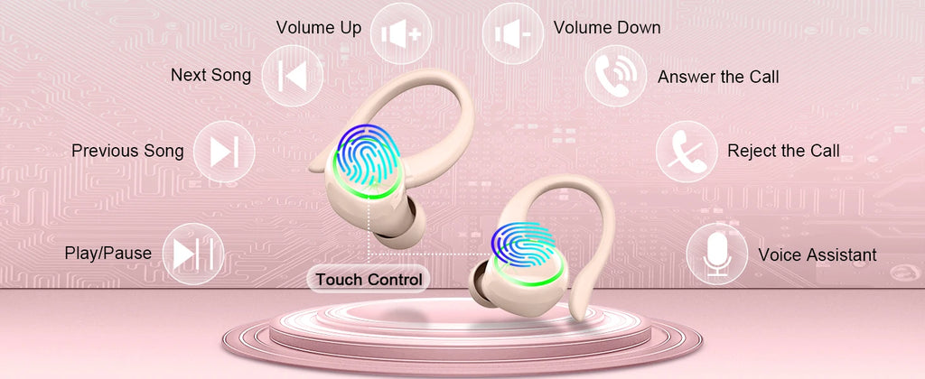 Wireless Earbuds Sports, Bluetooth Headphones 5.3,4 ENC Noise Cancelling Mic, IP7 Waterproof Headset, 48H Playback.