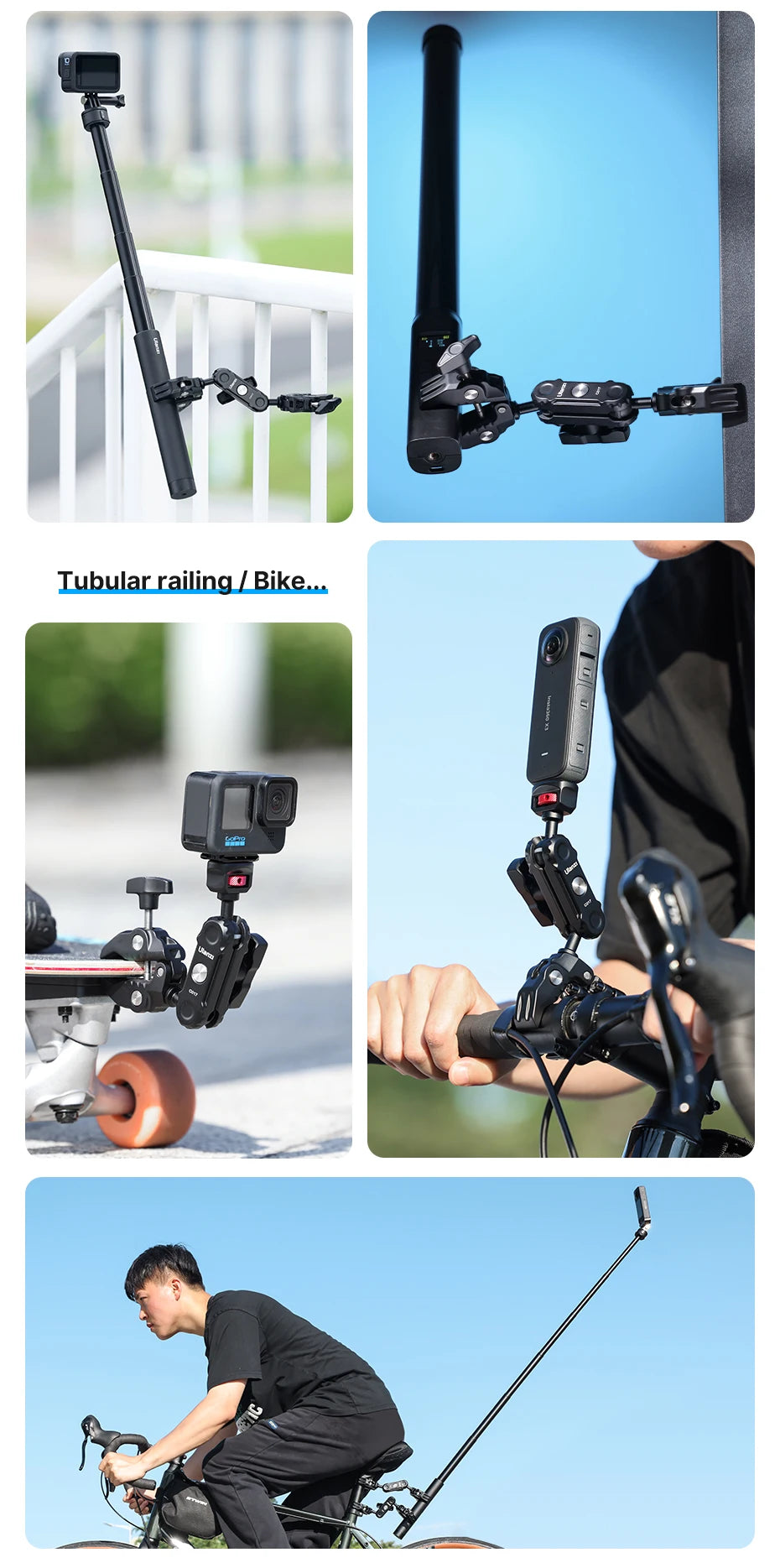 Ulanzi CO17 Super Clamp with 360° Dual-Head Double Clamps Magic Arm Arri Adapter for for Panoramic Camera Umbrella LED Light