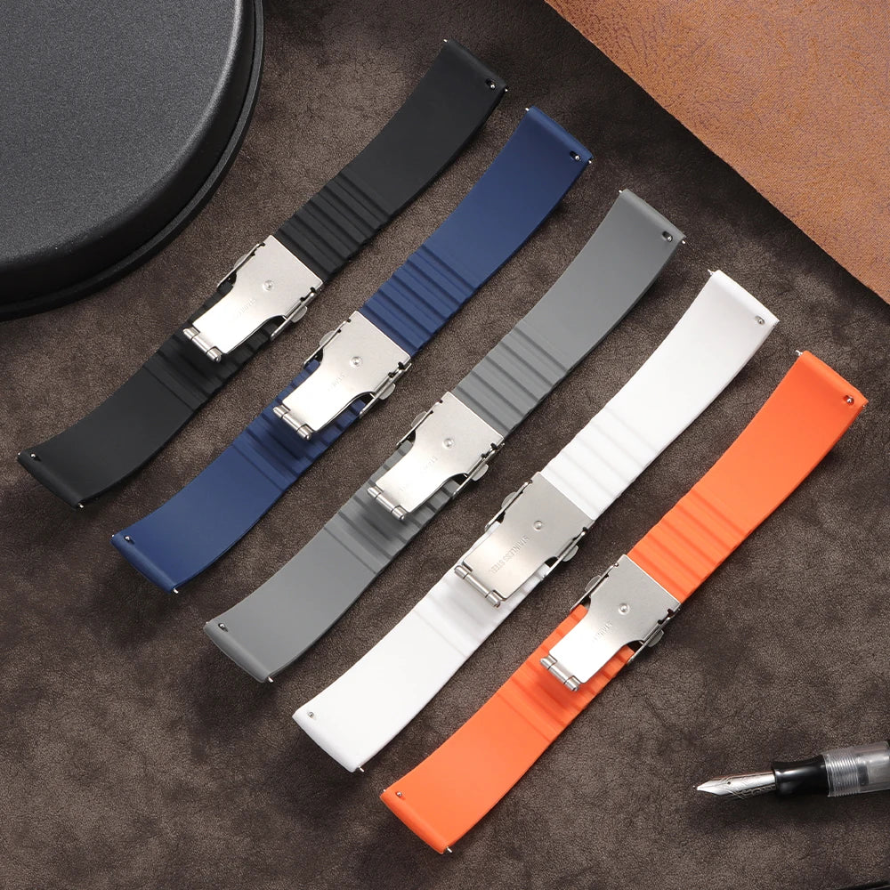 New Silicone Watch Strap 18mm 20mm 22mm 24mm for Seiko for Omega Universal Bracelet Quick Release Waterproof Rubber Wrist Band