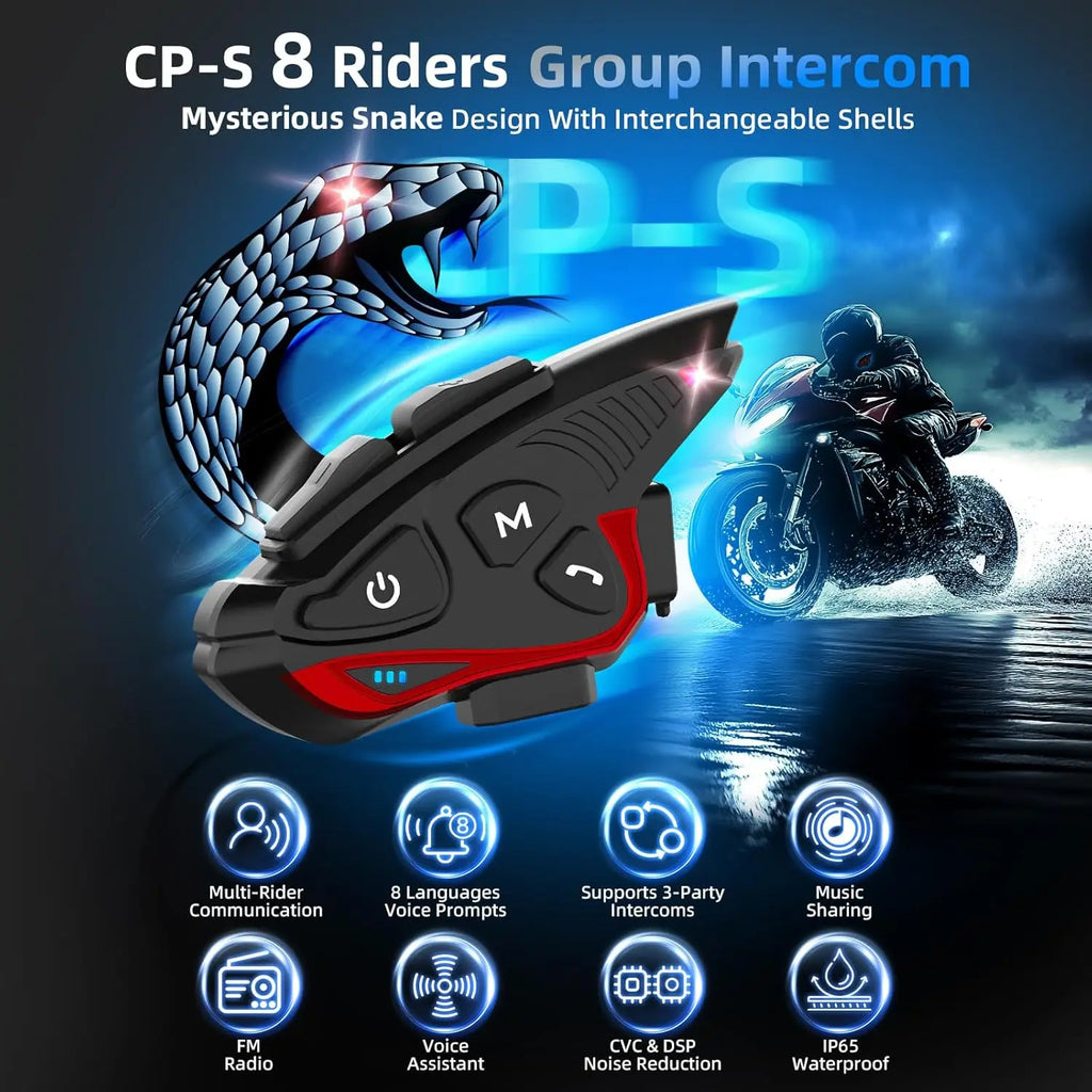 Moman Motorcycle Helmet Bluetooth Intercom Helmet Headset CP-S 8 Riders 2000M Group Helmet Communication System Motorbike