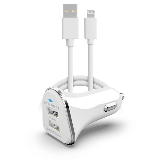 Cargador de coche HyperGear Hi-Power doble USB de 3,4 A para iPhone y AirPods