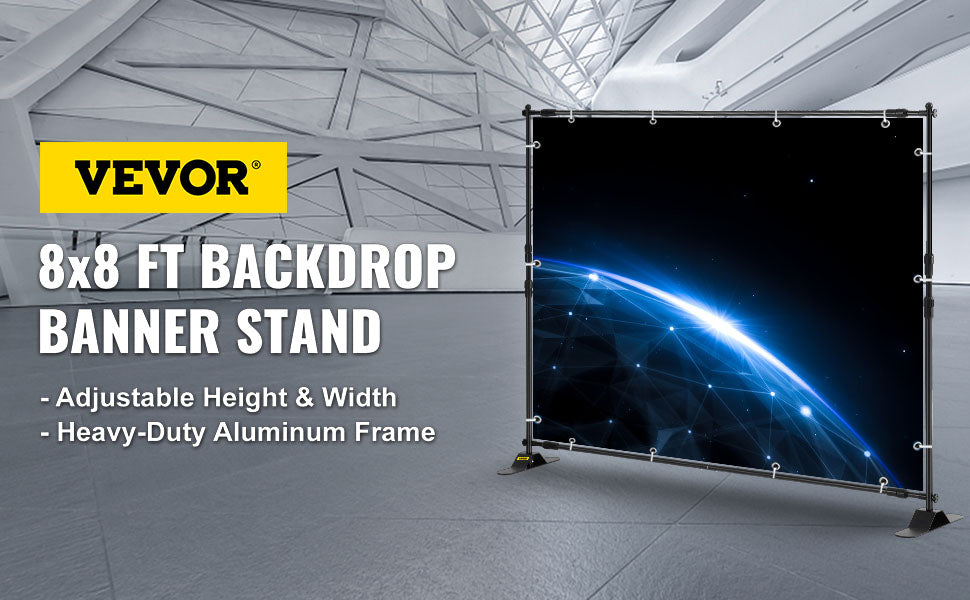 SucceBuy 3x2.4M Backdrop Background Stand Adjustable Telescopic Backdrop Banner Stand for Photocall Video Wedding Event Party
