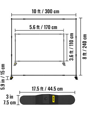 SucceBuy 3x2.4M Backdrop Background Stand Adjustable Telescopic Backdrop Banner Stand for Photocall Video Wedding Event Party