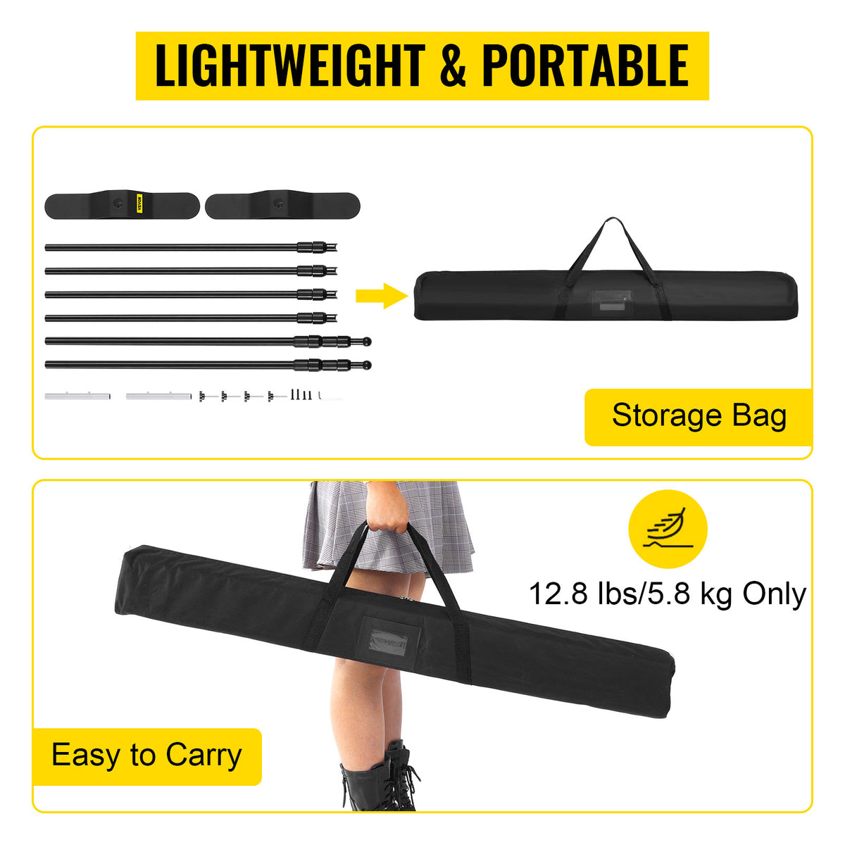 SucceBuy 3x2.4M Backdrop Background Stand Adjustable Telescopic Backdrop Banner Stand for Photocall Video Wedding Event Party