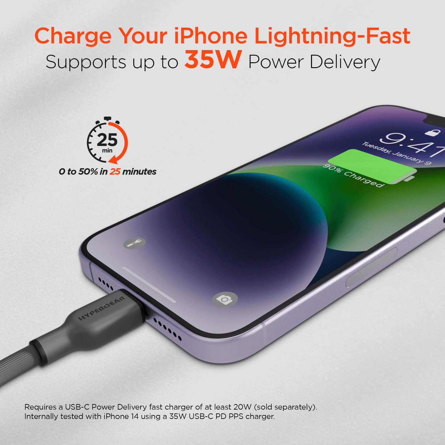 HyperGear Flexi PRO USB-C auf Lightning Kabel 3m