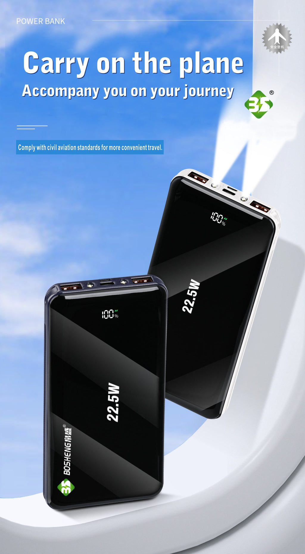 Portable Power Bank  Fast Charging Universal Battery Pack For IPhone,