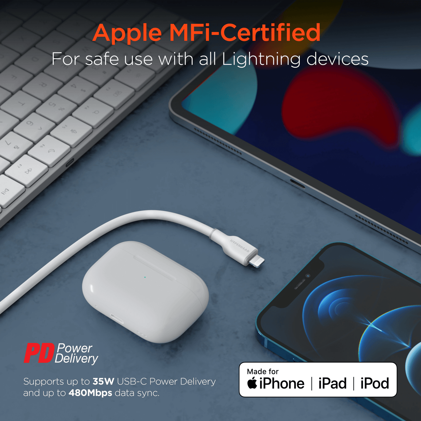 HyperGear Flexi PRO USB-C auf Lightning Kabel 3m