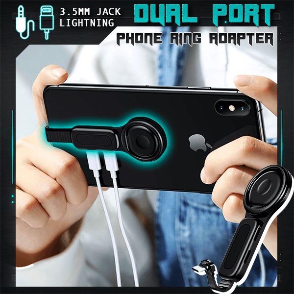 Adaptador de doble puerto para soporte de anillo para teléfono con adaptador Lightning Jack