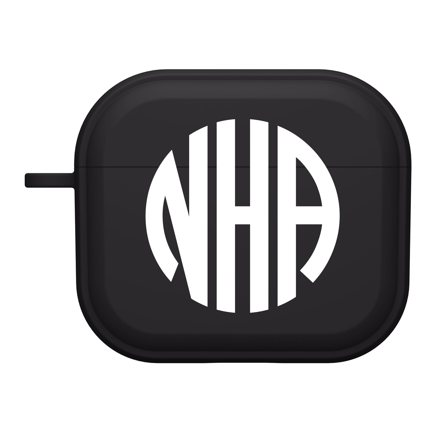 Personalisierte Monogramm-Schutzhülle in Schwarz für Apple AirPods Gen 1, 2, 3 & Pro