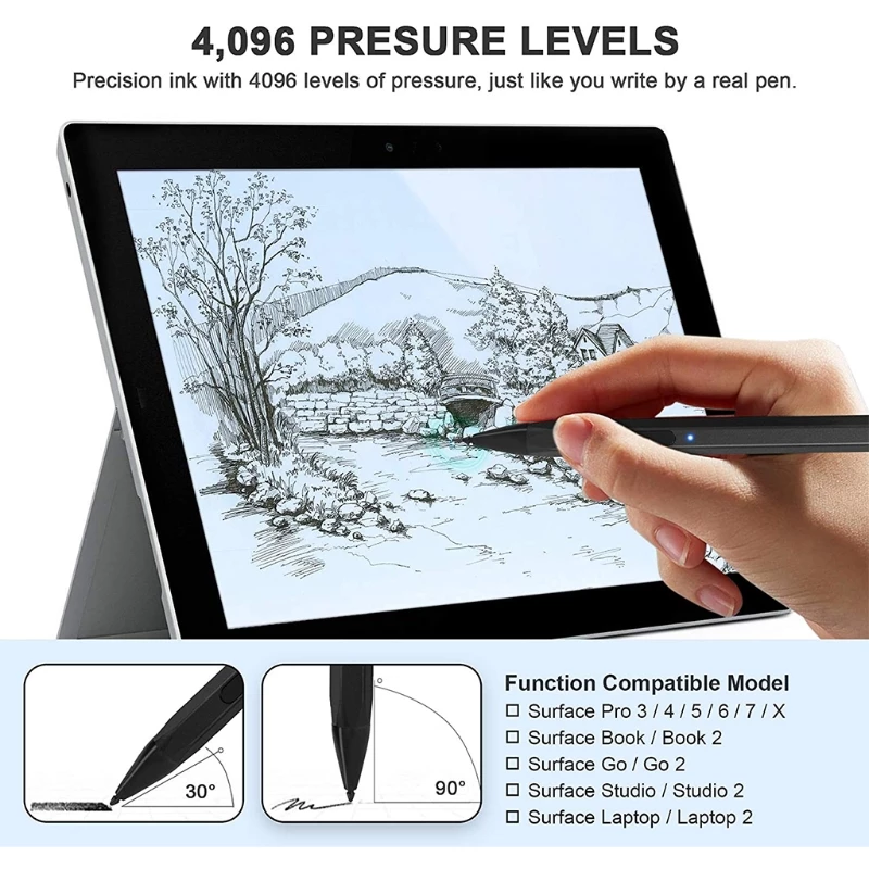 Lápiz óptico de presión 4096 para Surface Pro 5 6 7 Go Book Laptop