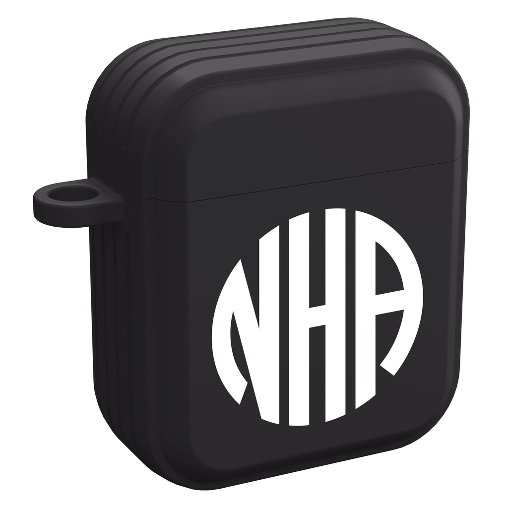 Custom Monogram Black Case Cover for Apple AirPods Gen 1, 2, 3 & Pro