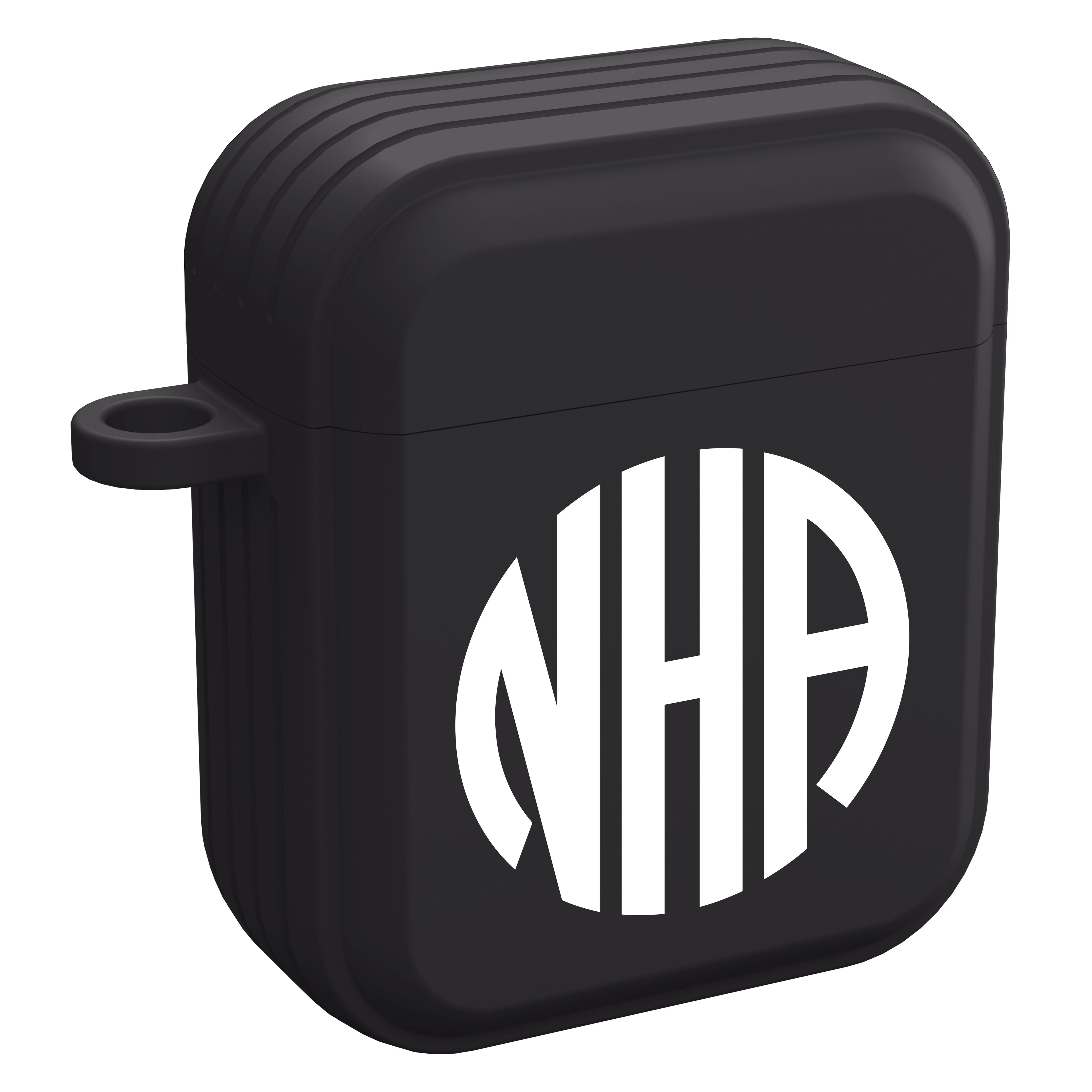 Custom Monogram Black Case Cover for Apple AirPods Gen 1, 2, 3 & Pro