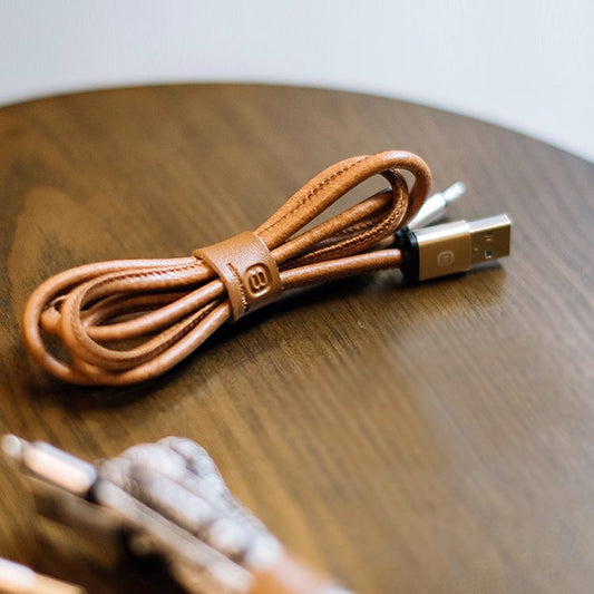 Cable de piel Lightning para Android Tipo-C Micro USB