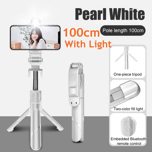 3-in-1-Stativ, Bluetooth-Selfie-Stick mit Fülllicht für Smartphones