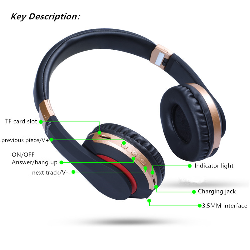 Audífonos estéreo inalámbricos Bluetooth con micrófono para música