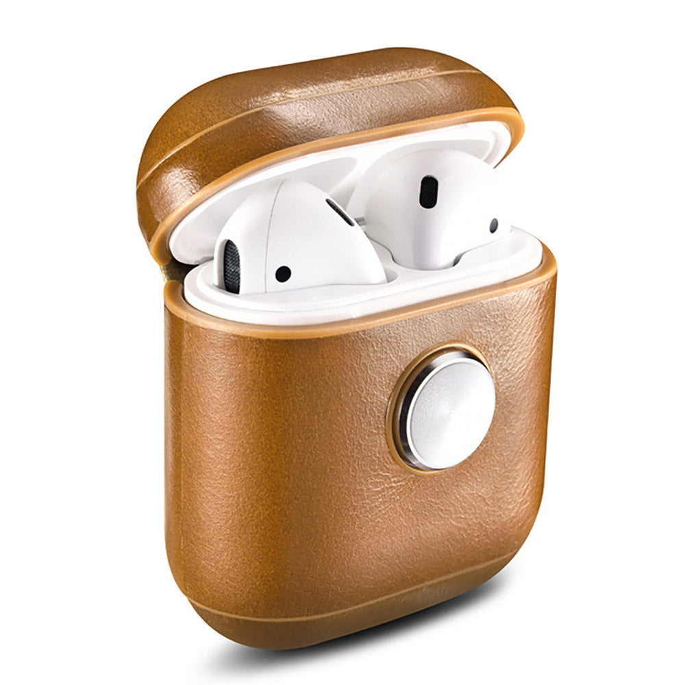 Leather Earphone Case Gyro Box For AirPods Khaki