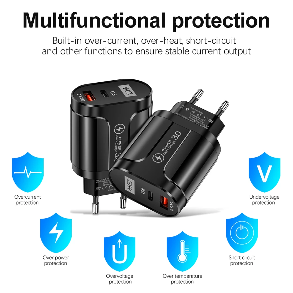 PD 20W USB Typ C Ladegerät Schnellladefunktion für iPhone Samsung