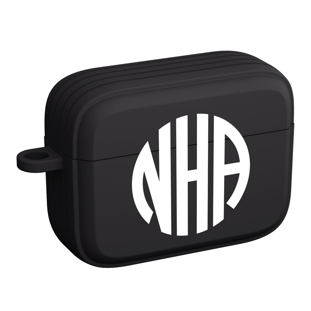 Custom Monogram Black Case Cover for Apple AirPods Gen 1, 2, 3 & Pro