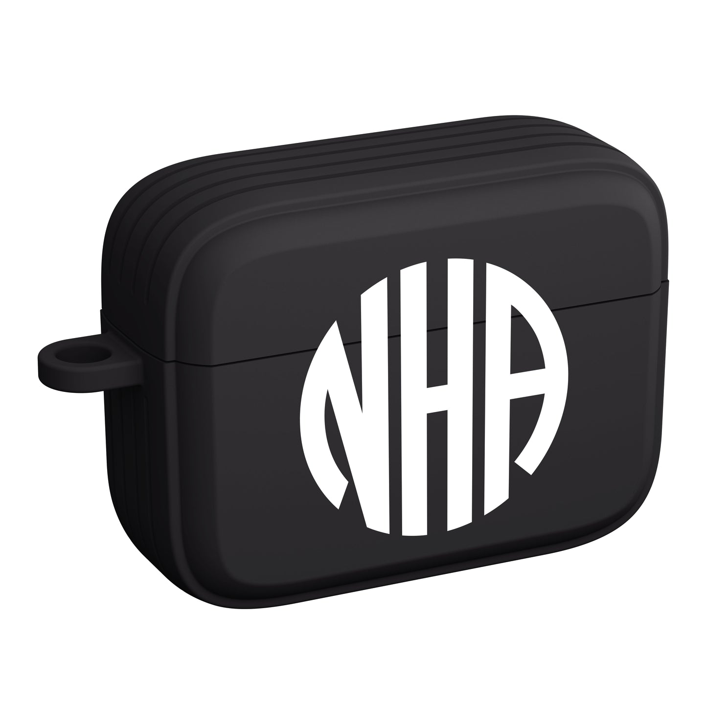 Personalisierte Monogramm-Schutzhülle in Schwarz für Apple AirPods Gen 1, 2, 3 & Pro