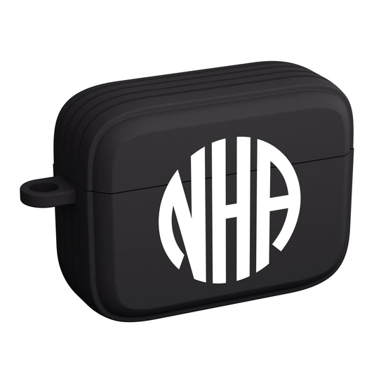 Custom Monogram Black Case Cover for Apple AirPods Gen 1, 2, 3 & Pro