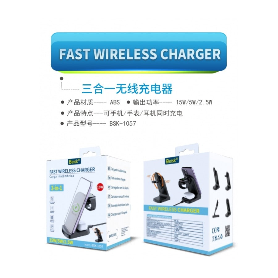 3-in-1 Kabelloses Ladegerät, Schnelle Ladestation für iPhone
