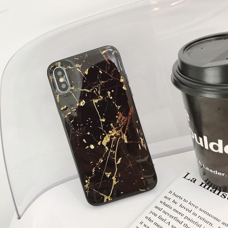 Emerald Marble with Shining Gold Foil Phone Case