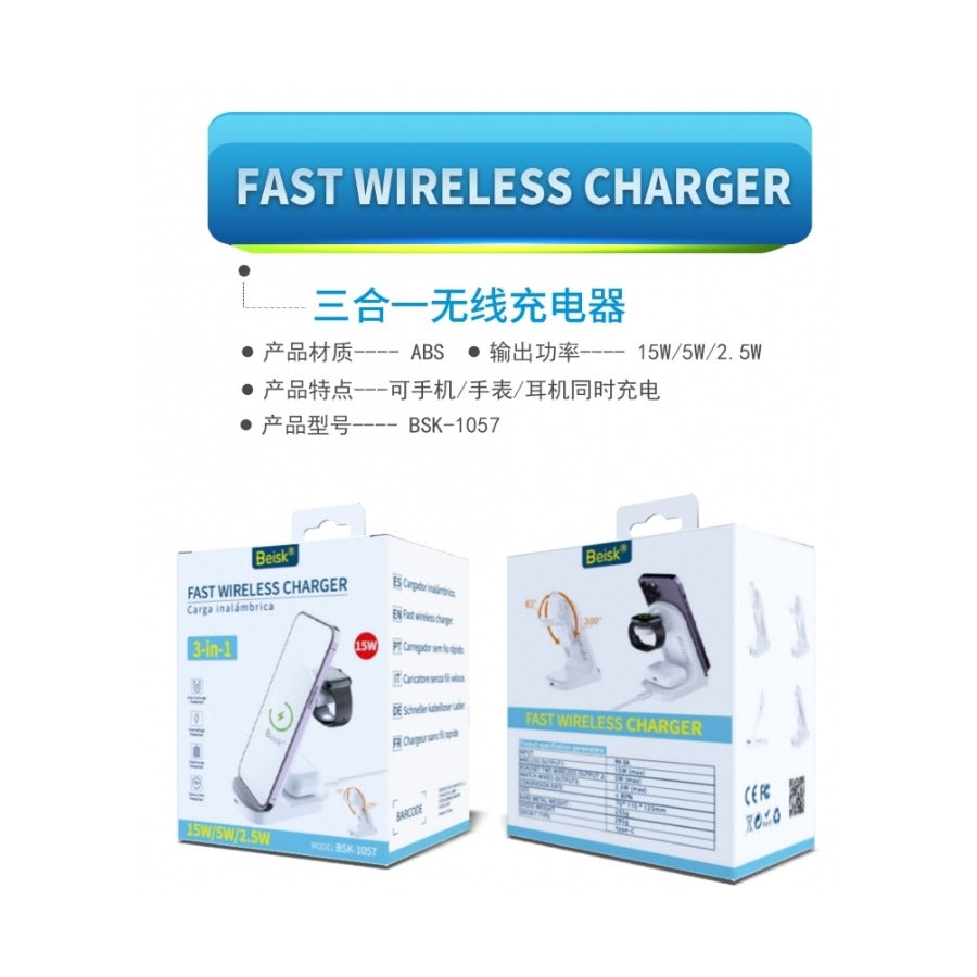3-in-1 Kabelloses Ladegerät, Schnelle Ladestation für iPhone
