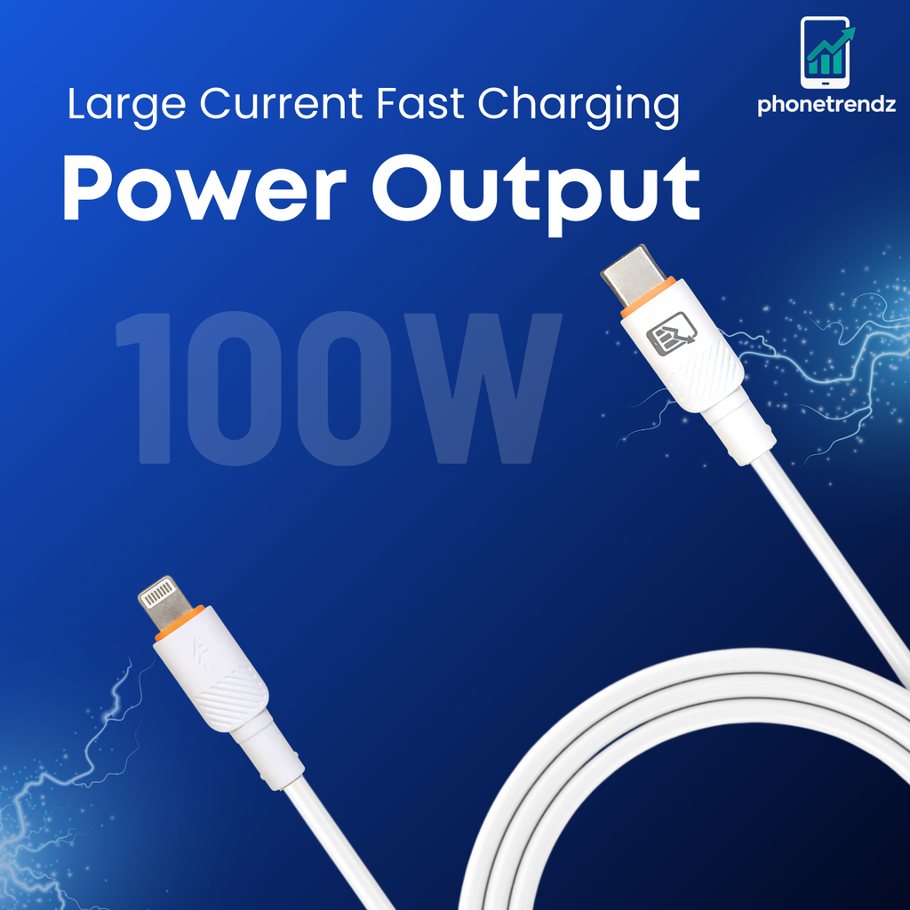 Phone Trendz Type C to Lightning 100W Fast Charging 1M Cable Length