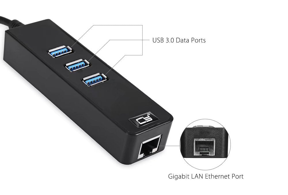 3-Port USB3.0 Hub with Gigabit LAN