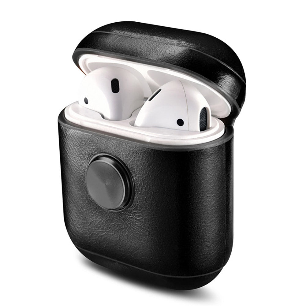 Leather Earphone Case Gyro Box For AirPods Black