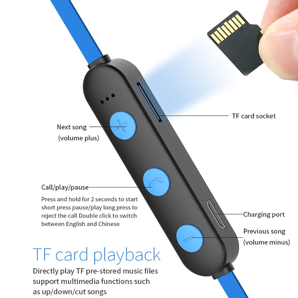 Audífonos Bluetooth Deportivos Magnéticos Inalámbricos Compatibles con TF