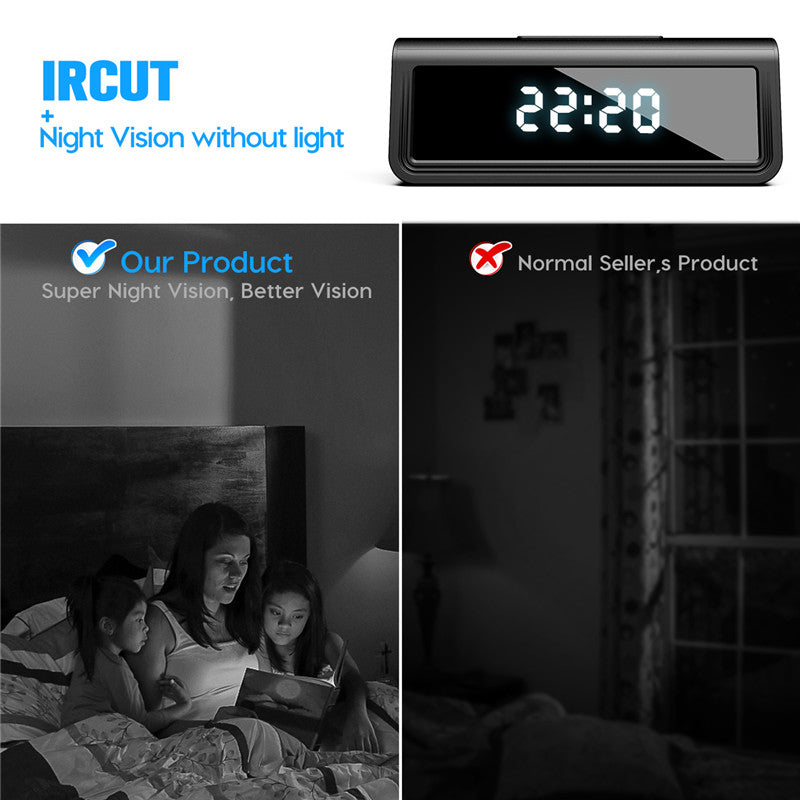 Cámara de seguridad con microcámara espía 4K Wifi en reloj y visión nocturna IR