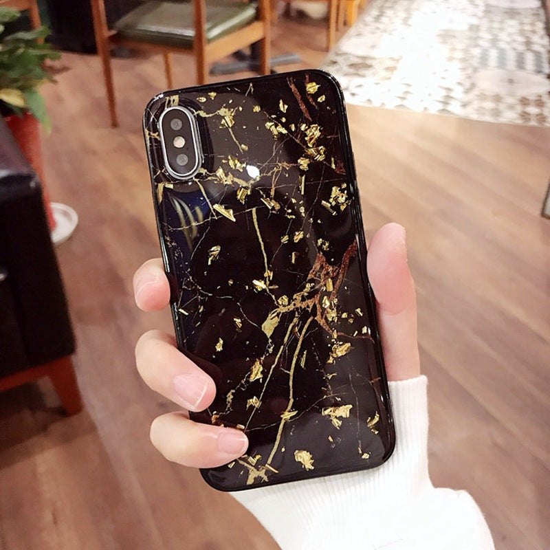 Emerald Marble with Shining Gold Foil Phone Case