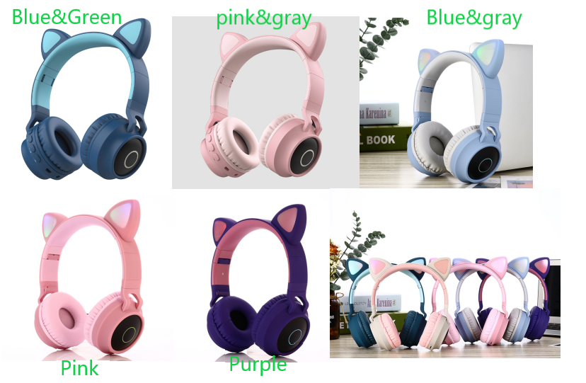 Faltbare Super Bass Katzenohren Bluetooth kabellose Kopfhörer