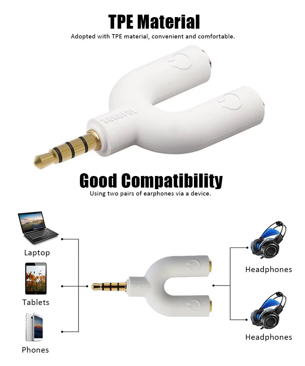 Headphone Splitter 1-to-2 Connector
