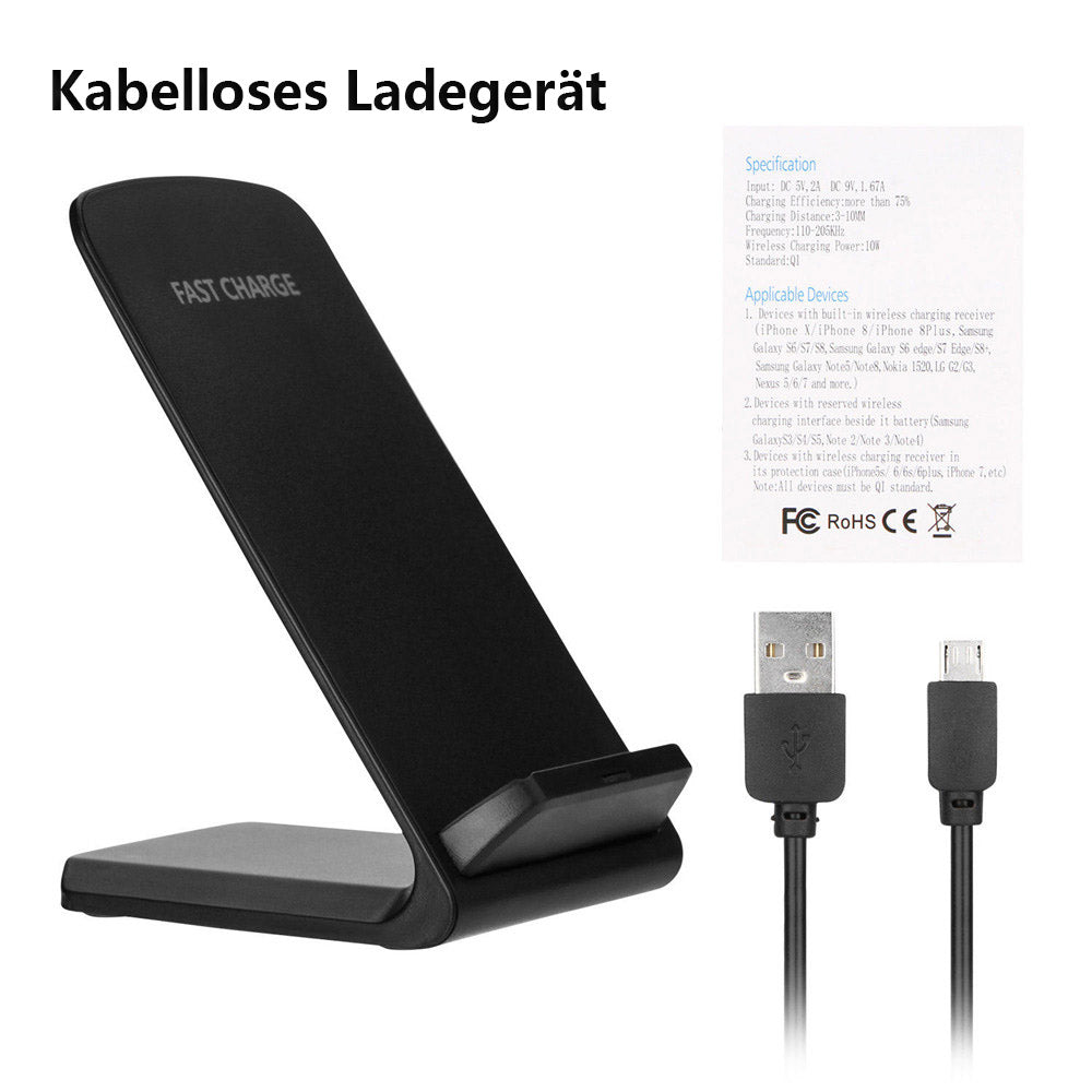 Kabelloser Handy-Ständer 10W Schnelles Laden Qi Kabelloses Ladegerät